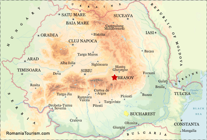 Brasov on Map (Harta Brasov - localizare)