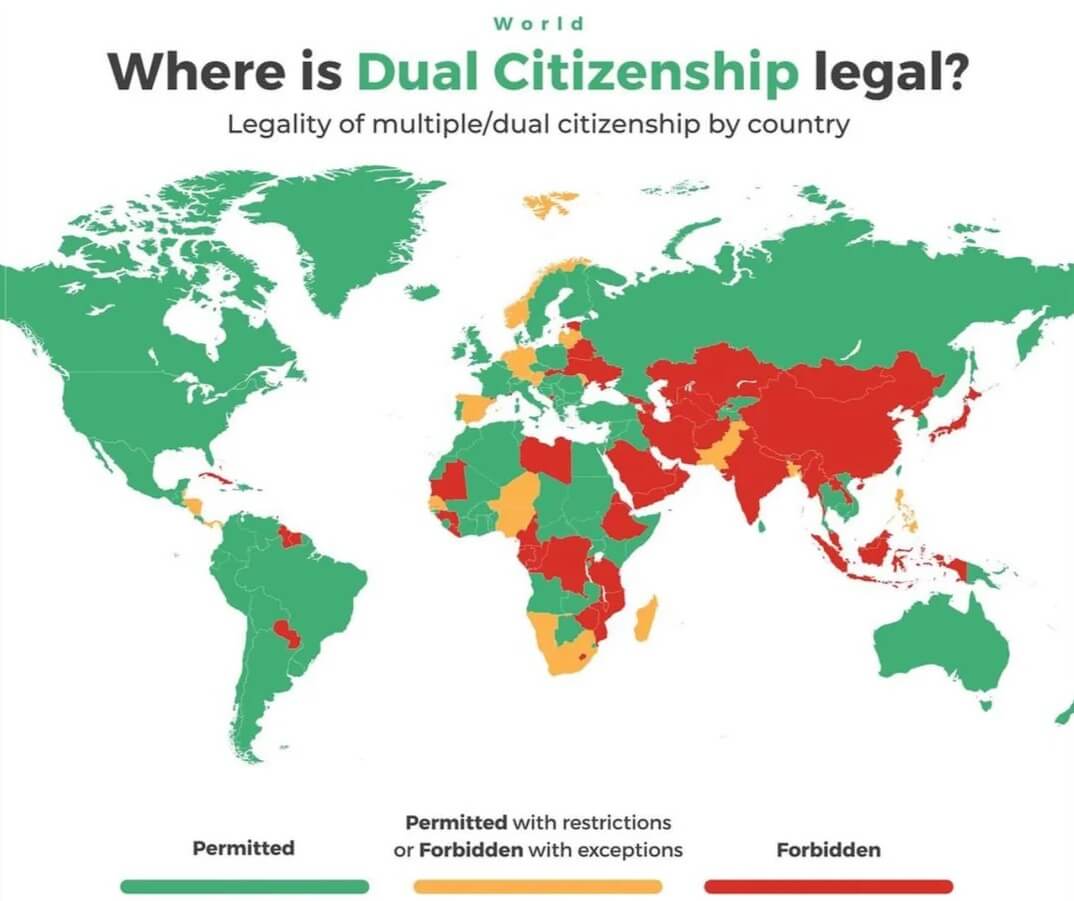 Map of Dual Citizenship Regulations