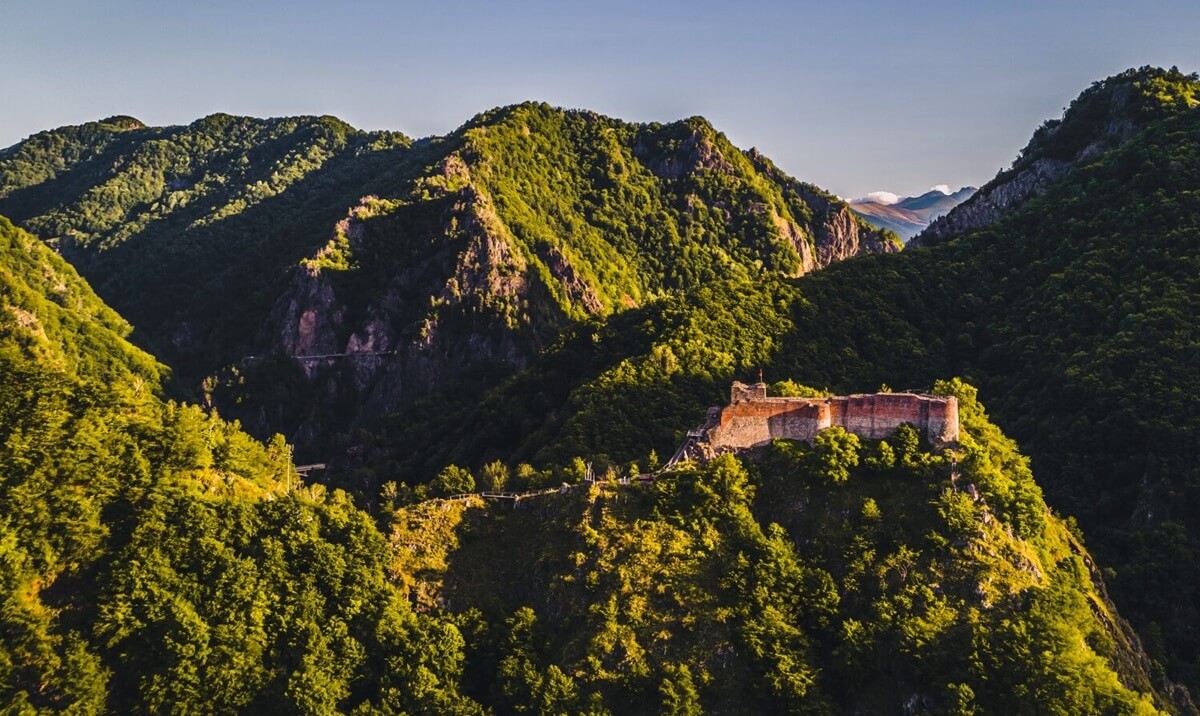 Poenari Fortress on top of Cetatuia Mountain