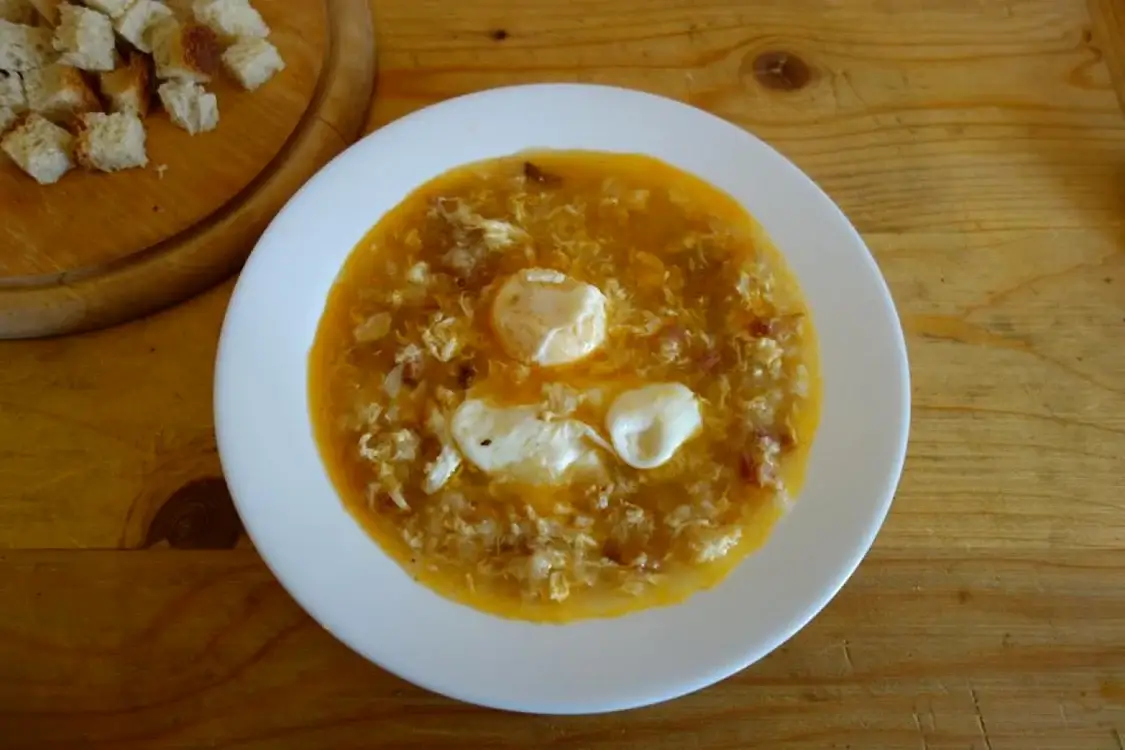 Transylvania Egg Meat Broth and Bread Soup